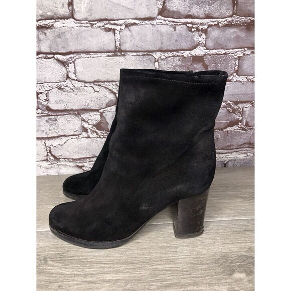 Jil Sander Black Suede Leather Pull On Heel Booties Boots Women Sz 35.5EU/5M US - Picture 6 of 16